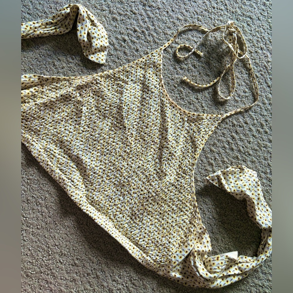 Yellow Sunflower Halter Crop Top